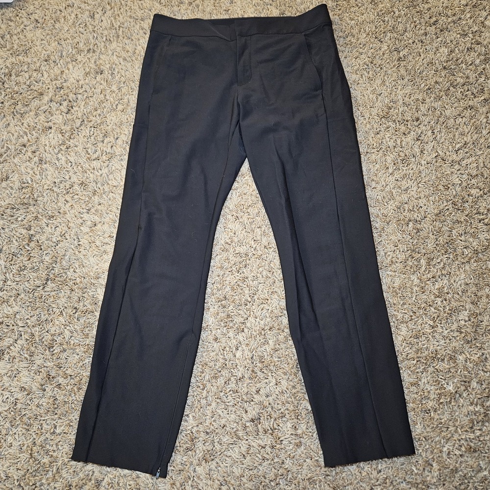 Athleta Stellar Trouser Pants Ankle Zip Womens Size 12 Black Stretch Flat Front